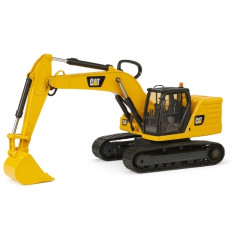 Bruder 02483 Koparka CAT 1:16 – model z ruchomym ramieniem, zdejmowaną łyżką i otwieraną maską, widok z boku