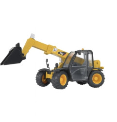 Bruder CAT 02141 – ładowarka teleskopowa 1:16 z wysuniętym ramieniem i wymienną łyżką, widok z boku