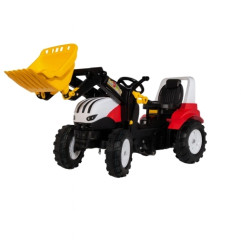 Rolly Toys Steyr 6300 Premium II – traktor na pedały z ładowaczem rollyTrac i oponami pneumatycznymi, widok z boku
