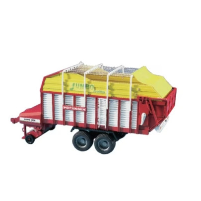Bruder Pöttinger Jumbo 6600 Profiline 1:16 – przyczepa samozbierająca z otwartą burtą i wysuniętą drabinką, widok z boku
