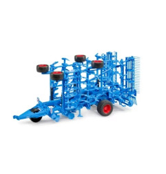 Bruder LEMKEN Koralin 9 1:16 – gruber z rozłożonymi ramionami i wałami doprawiającymi, widok z góry