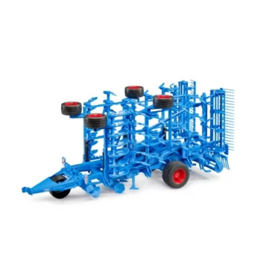 Bruder LEMKEN Koralin 9 1:16 – gruber z rozłożonymi ramionami i wałami doprawiającymi, widok z góry