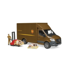 Bruder UPS MB Sprinter 1:16 z kierowcą i akcesoriami, widok z boku