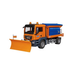 Bruder MAN TGS serwis zimowy 1:16 z rozrzutnikiem ślimakowym i pługiem, kabina z otwartymi drzwiami